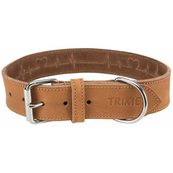 Rusztikus Heartbeat nyakörv vastag bőrből, L: 47-55 cm/40 mm, barna