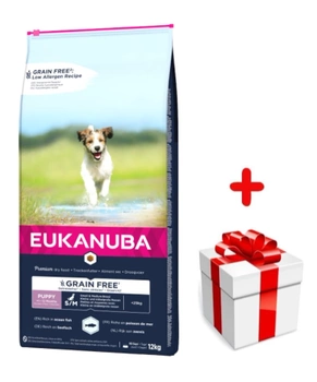 EUKANUBA Puppy&Junior Small/Medium Grain Free 12kg + MEGLEPETÉS A KUTYÁDNAK